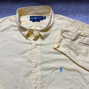 Ralph Lauren Classic Fit Oxford Shirt Mens 17.5 34/35 Yellow Button Down Pony